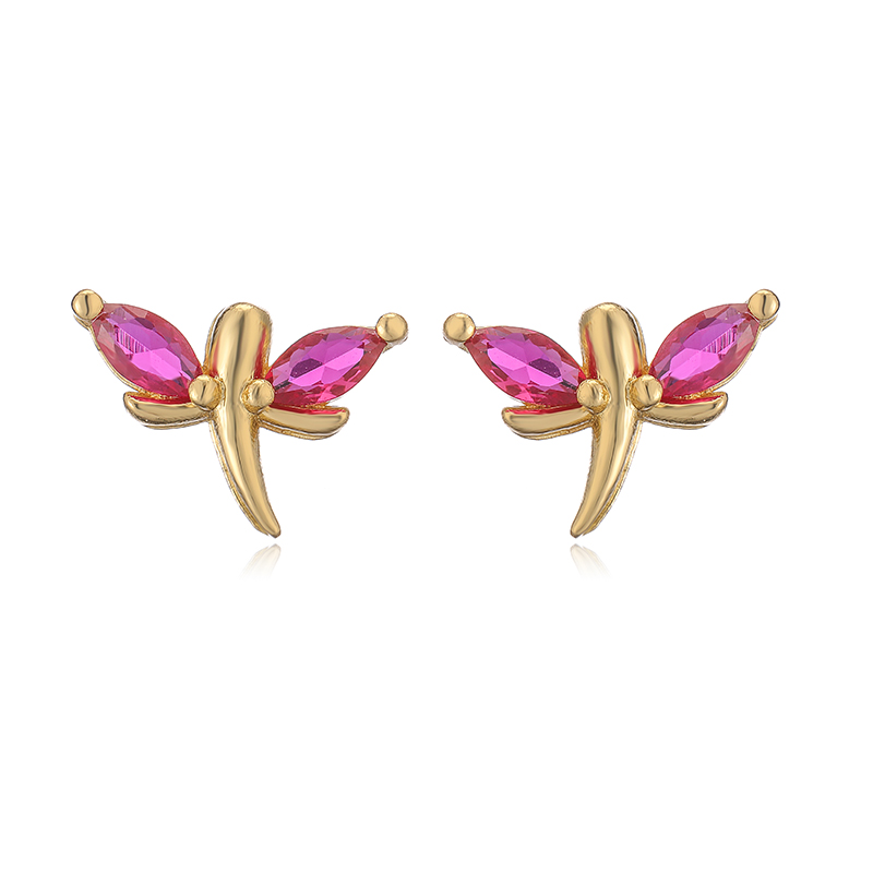 1 Paire Élégant Dame Style Moderne Forme De Cœur Libellule Papillon Placage Incruster Le Cuivre Le Cuivre Zircon Boucles D'Oreilles display picture 9