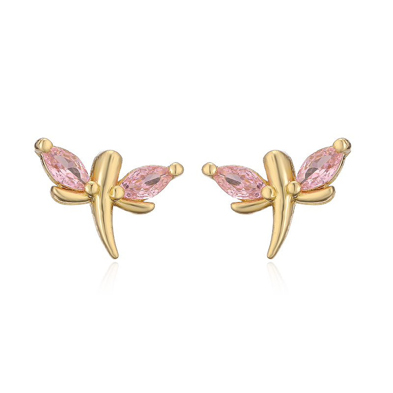 1 Pair Elegant Lady Modern Style Heart Shape Dragonfly Butterfly Plating Inlay Copper Copper Zircon Ear Studs display picture 10