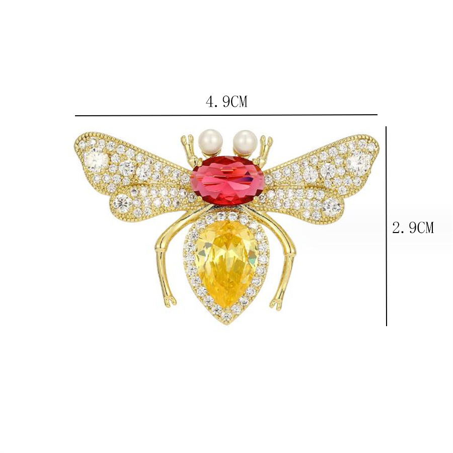 Simple Style Classic Style Bee Alloy Inlay Zircon Women's Brooches display picture 4