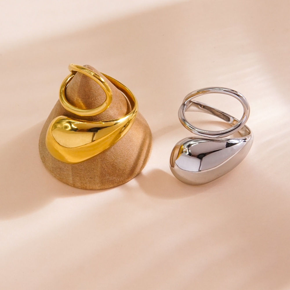 Einfacher Stil Klassischer Stil Einfarbig Edelstahl 304 14 Karat Vergoldet Offener Ring In Masse display picture 2
