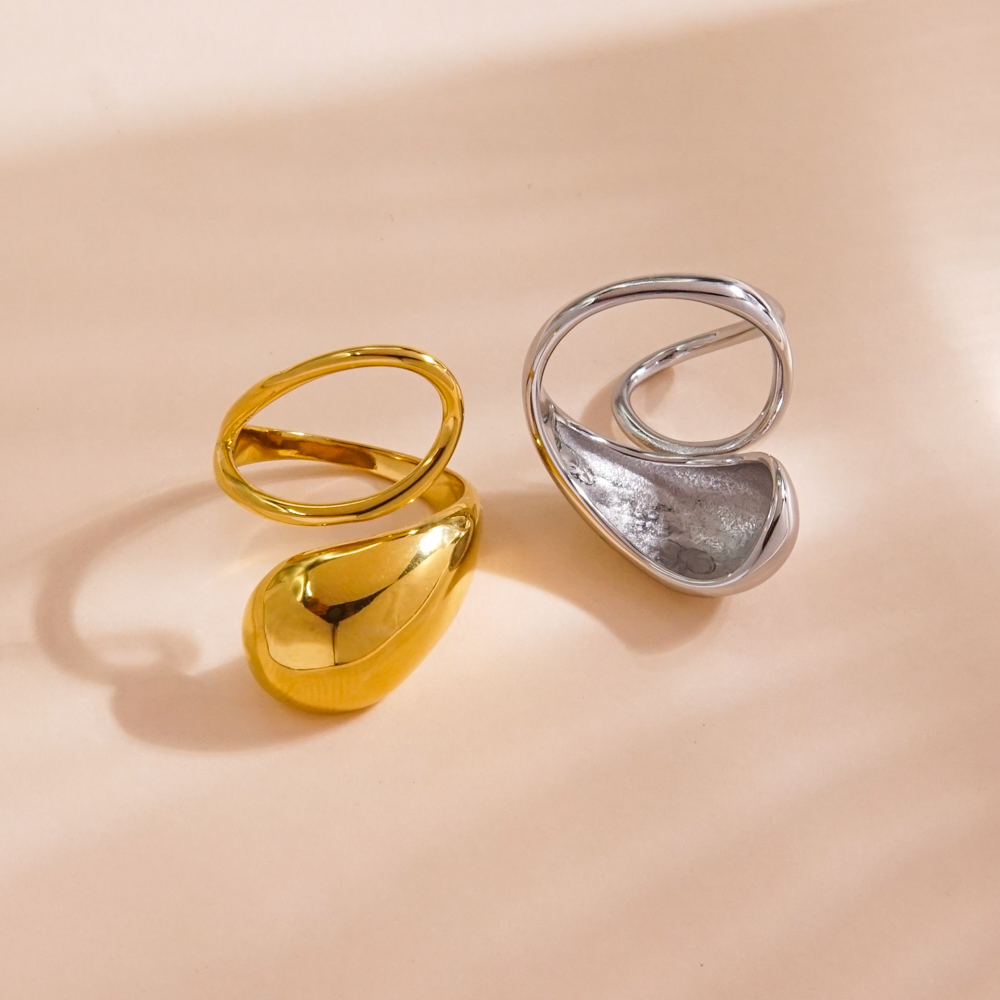 Einfacher Stil Klassischer Stil Einfarbig Edelstahl 304 14 Karat Vergoldet Offener Ring In Masse display picture 4