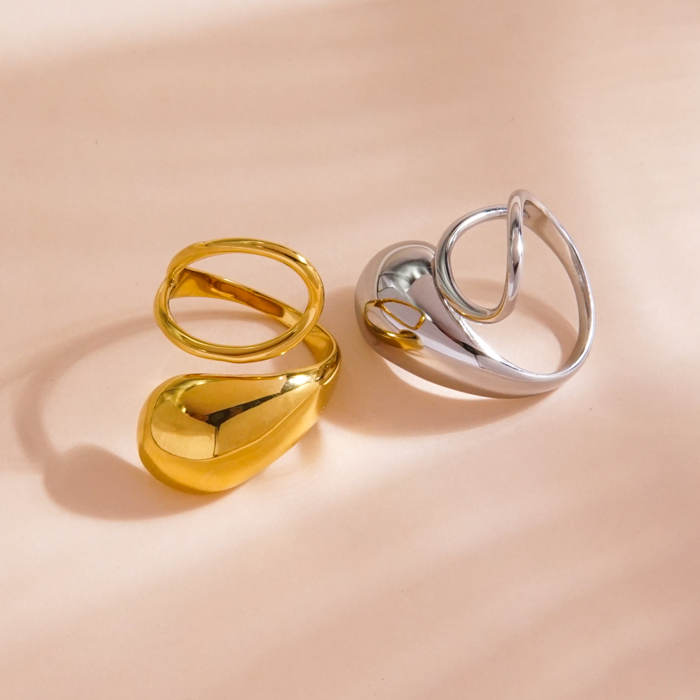 Einfacher Stil Klassischer Stil Einfarbig Edelstahl 304 14 Karat Vergoldet Offener Ring In Masse display picture 6