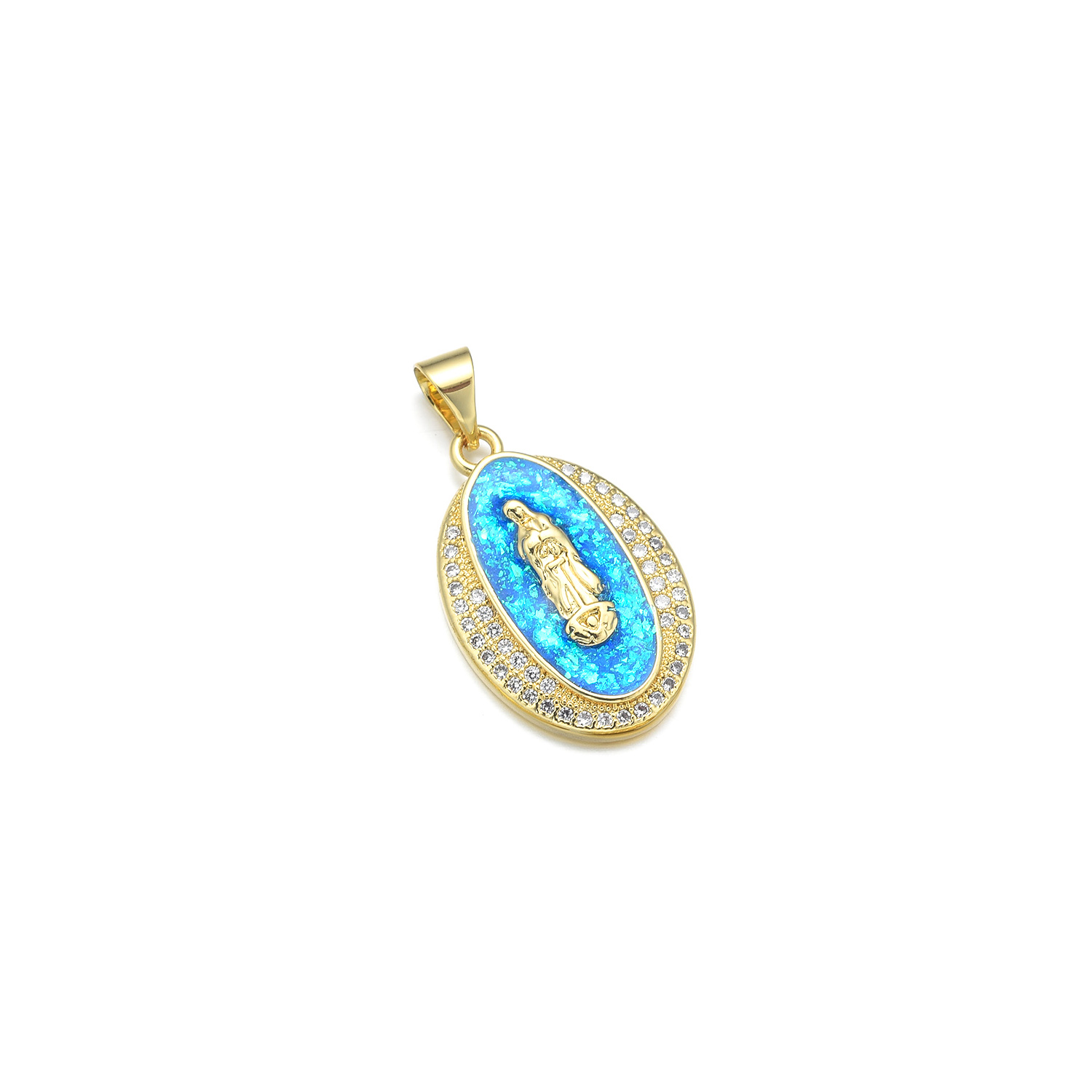 1 Piece Copper Zircon 18K Gold Plated Color Block Pendant display picture 3