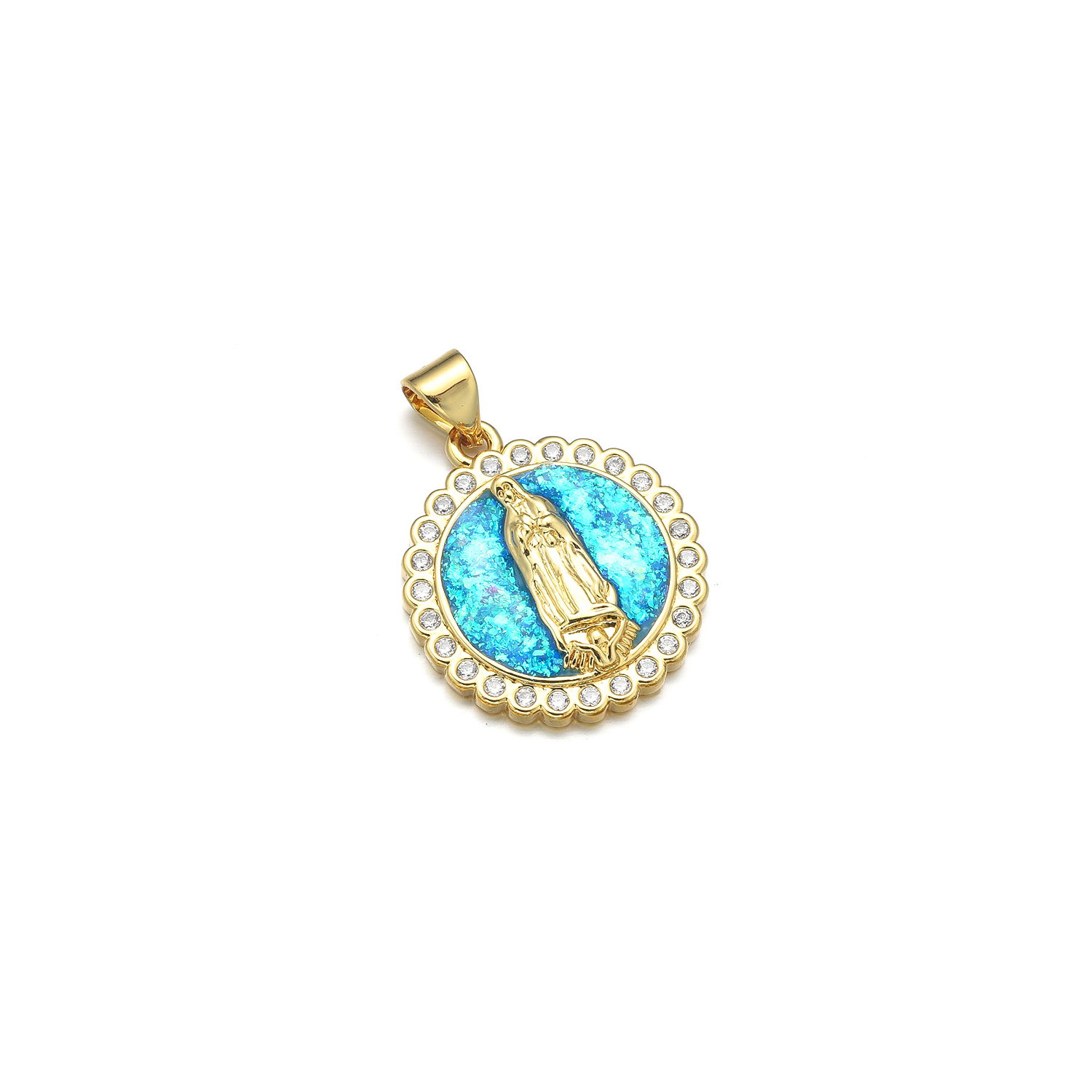 1 Piece Copper Zircon 18K Gold Plated Color Block Pendant display picture 11