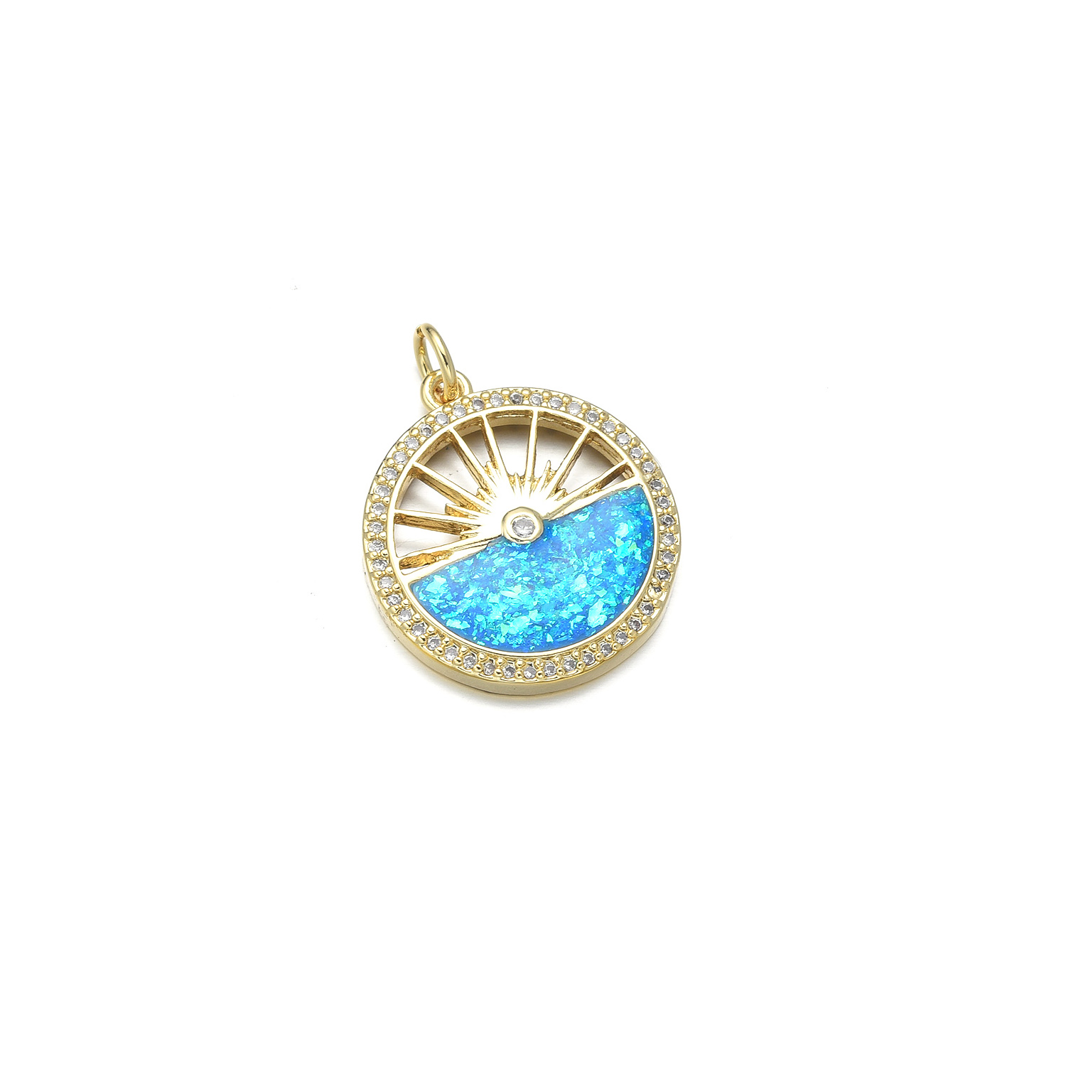 1 Piece Copper Zircon 18K Gold Plated Eye Feather Pendant display picture 8