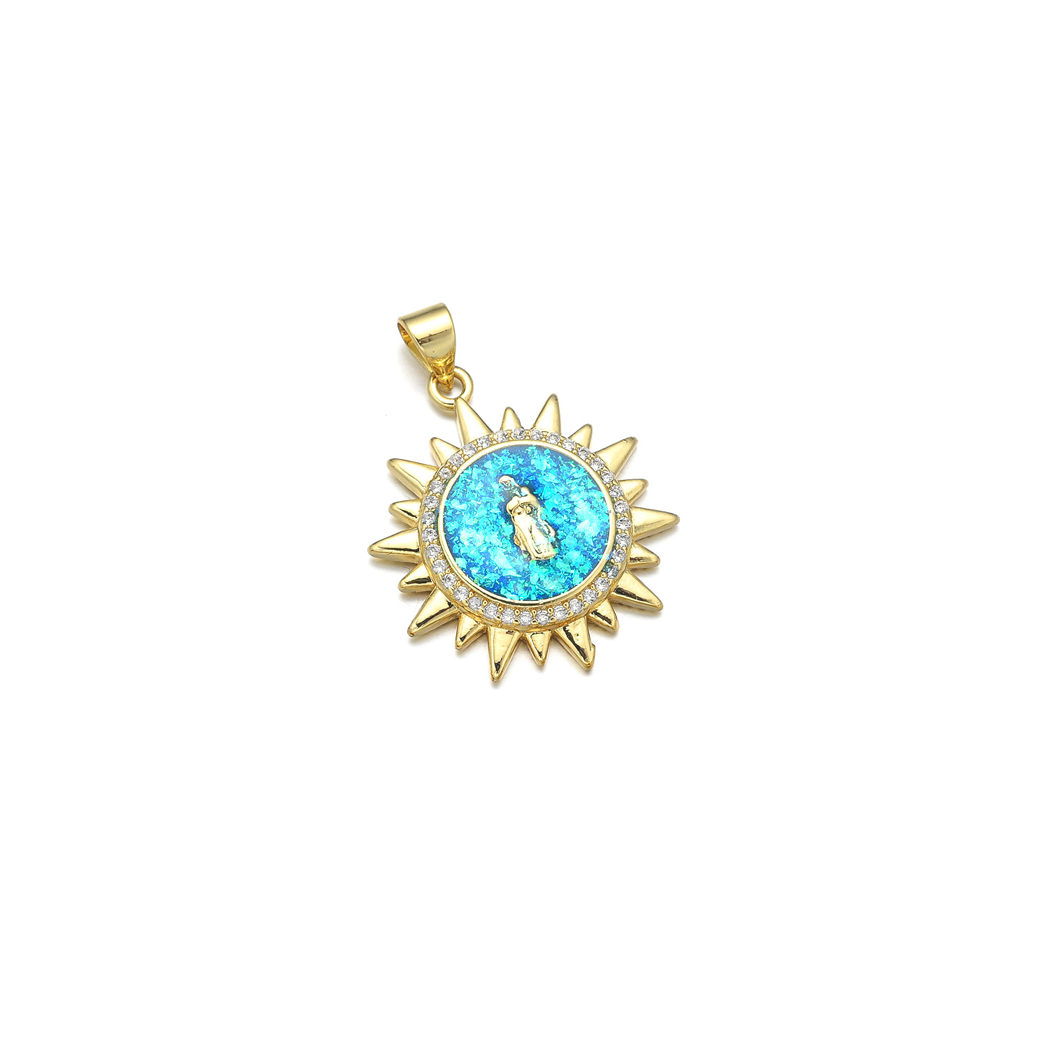 1 Piece Copper Zircon 18K Gold Plated Color Block Pendant display picture 7