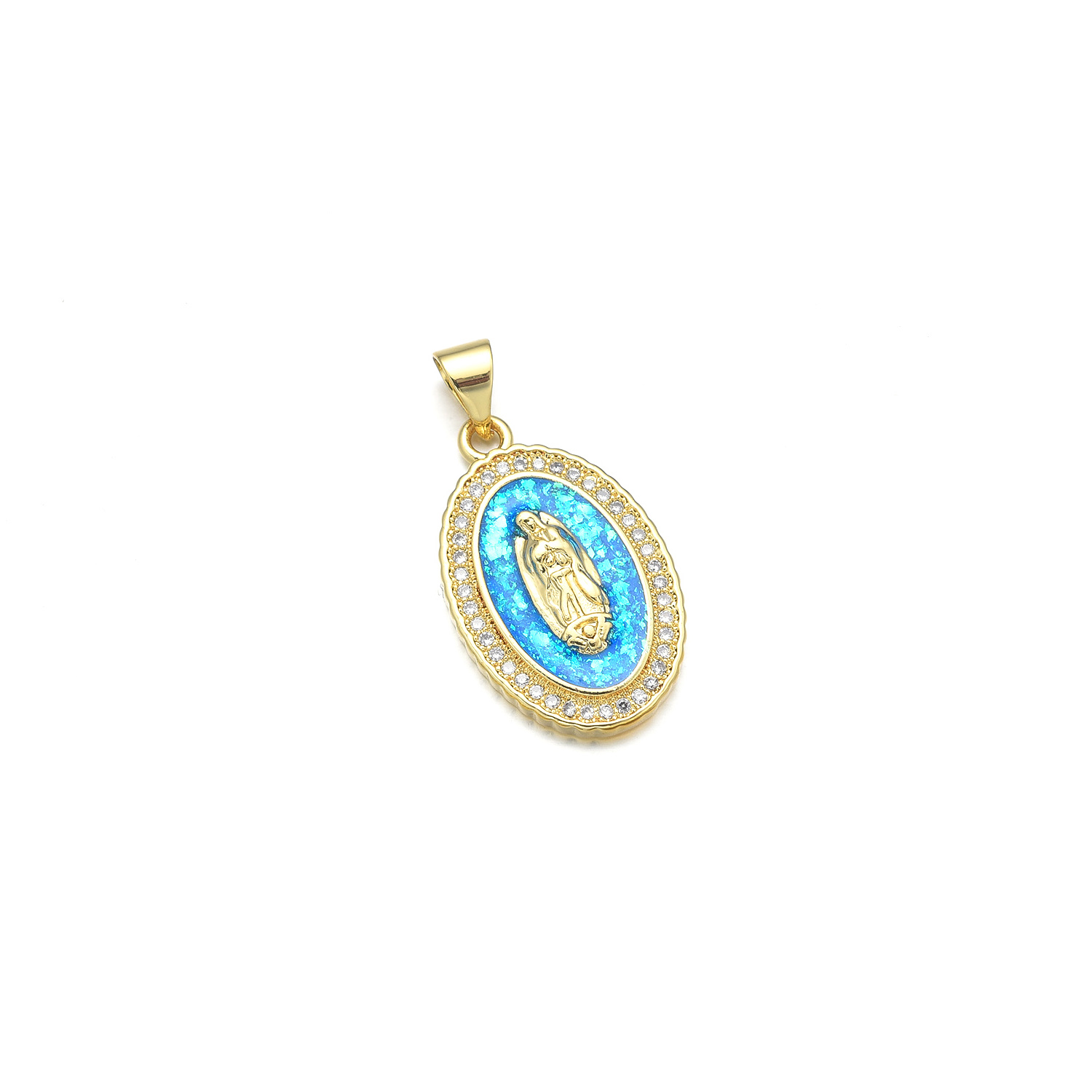 1 Piece Copper Zircon 18K Gold Plated Color Block Pendant display picture 6