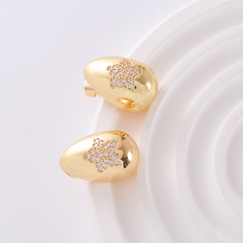 1 Pair Simple Style Classic Style Solid Color Plating Inlay Copper Zircon 18K Gold Plated Ear Studs display picture 18