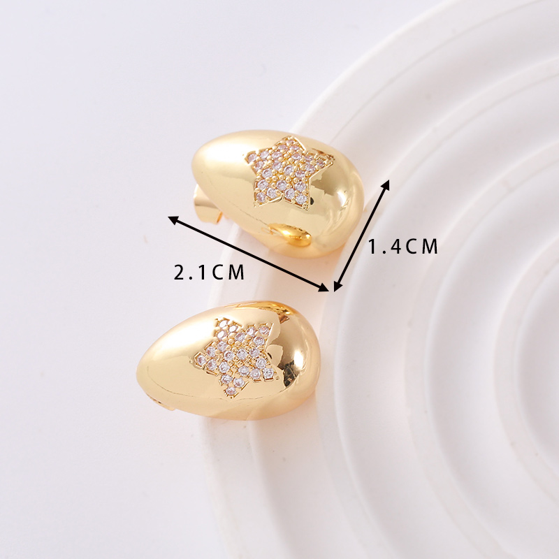 1 Pair Simple Style Classic Style Solid Color Plating Inlay Copper Zircon 18K Gold Plated Ear Studs display picture 11