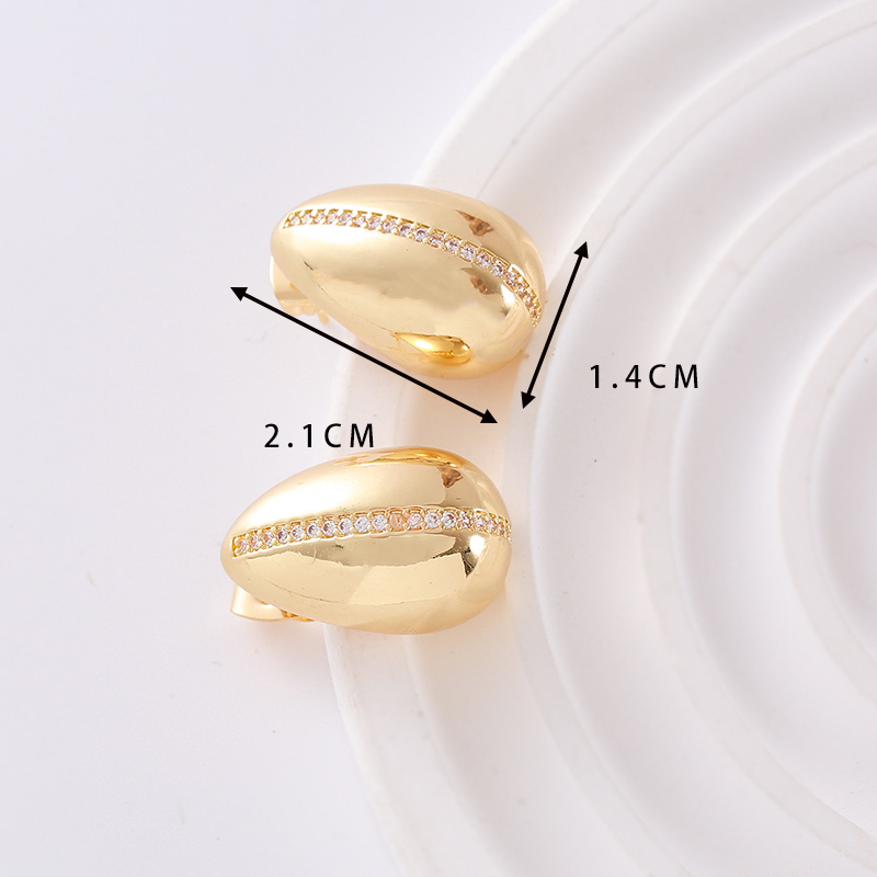 1 Pair Simple Style Classic Style Solid Color Plating Inlay Copper Zircon 18K Gold Plated Ear Studs display picture 8