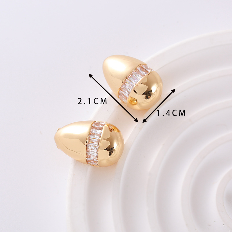 1 Pair Simple Style Classic Style Solid Color Plating Inlay Copper Zircon 18K Gold Plated Ear Studs display picture 12