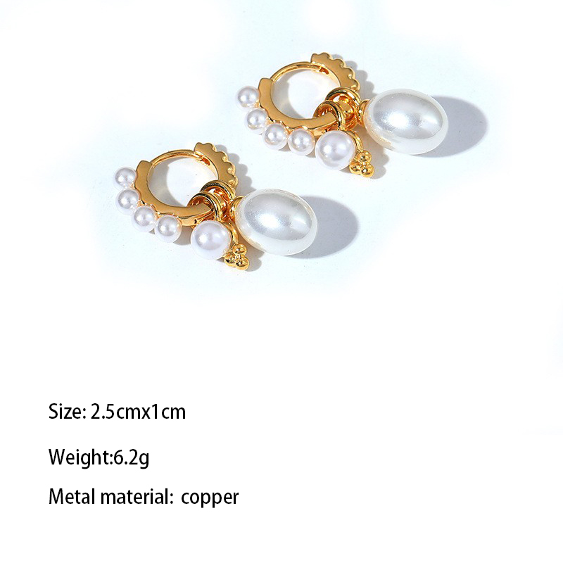 1 Paar Einfacher Stil Klassischer Stil Geometrisch Wassertropfen Überzug Inlay Metall Kupfer Messing Perle Vergoldet Hängende Ohrringe display picture 34