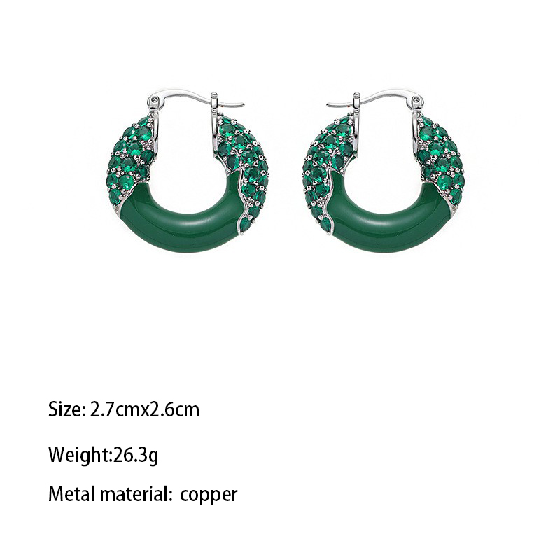 1 Pair Elegant Luxurious U Shape Geometric Plating Inlay Metal Copper Brass Zircon Gold Plated Earrings display picture 2