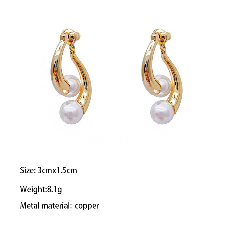 1 Paar Einfacher Stil Klassischer Stil Geometrisch Wassertropfen Überzug Inlay Metall Kupfer Messing Perle Vergoldet Hängende Ohrringe display picture 36