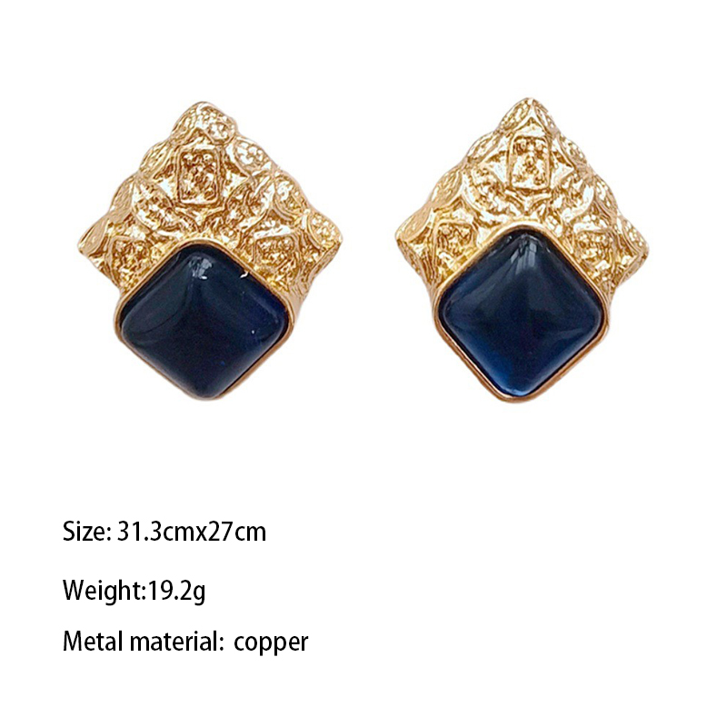 1 Pair Classical Ethnic Style Round Square Plating Inlay Alloy Zircon Gold Plated Ear Studs display picture 4
