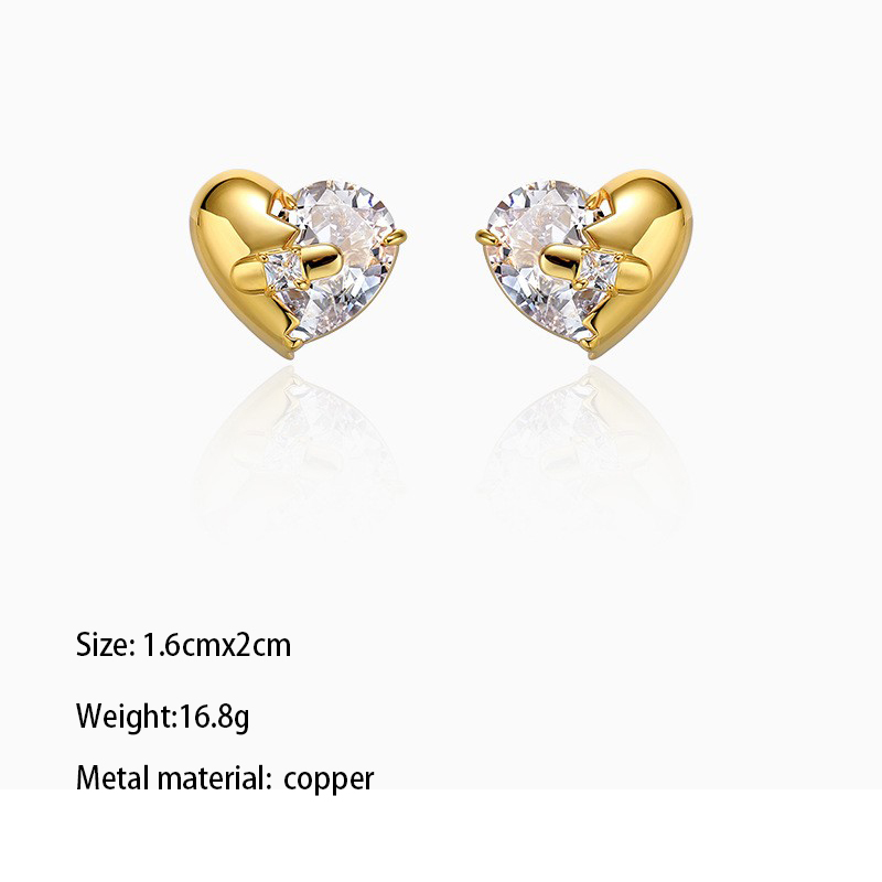1 Pair Elegant Luxurious U Shape Geometric Plating Inlay Metal Copper Brass Zircon Gold Plated Earrings display picture 6