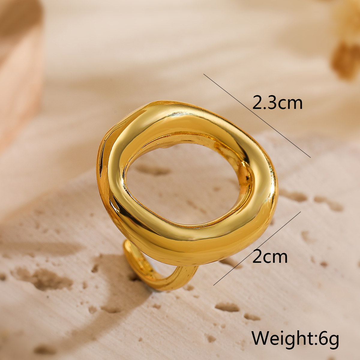 Copper 18K Gold Plated Retro Simple Style Commute Plating Solid Color Open Rings display picture 3