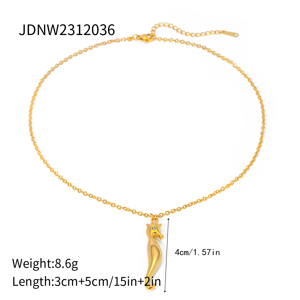 Edelstahl 304 18 Karat Vergoldet Einfacher Stil Klassischer Stil Überzug Hippocampus Halskette Mit Anhänger display picture 6