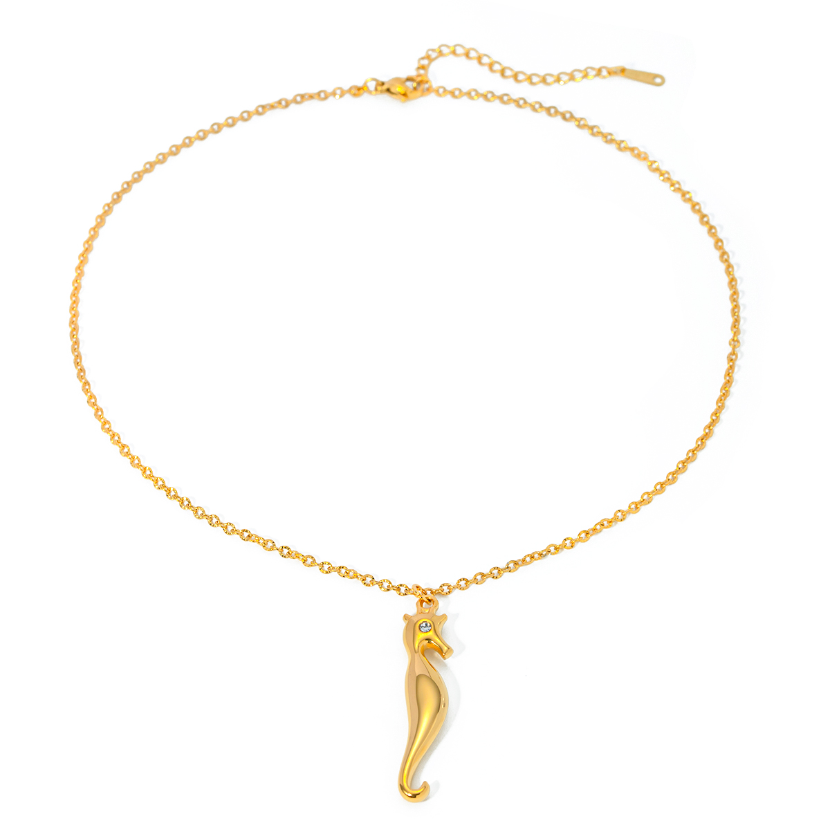 Edelstahl 304 18 Karat Vergoldet Einfacher Stil Klassischer Stil Überzug Hippocampus Halskette Mit Anhänger display picture 7