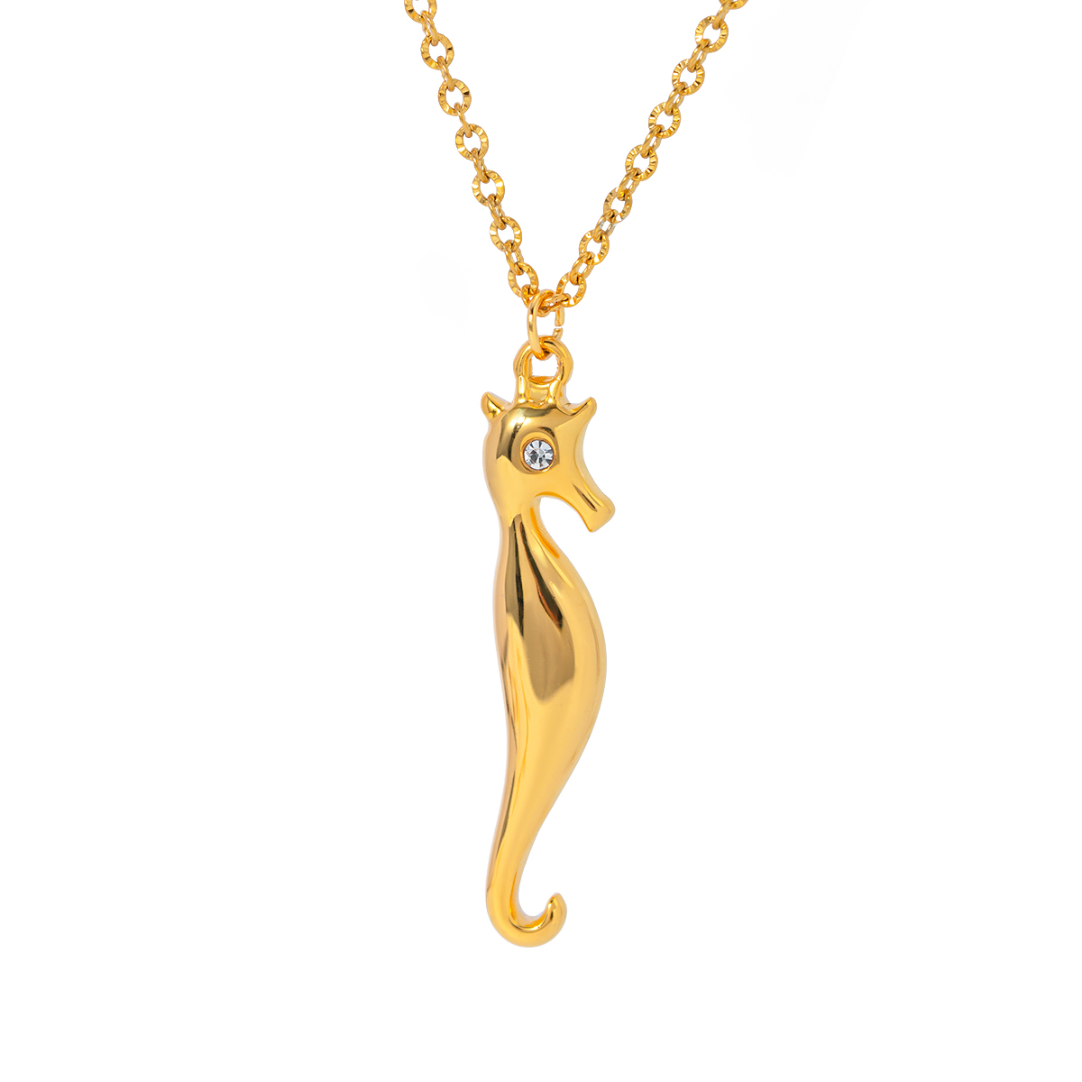 Edelstahl 304 18 Karat Vergoldet Einfacher Stil Klassischer Stil Überzug Hippocampus Halskette Mit Anhänger display picture 8