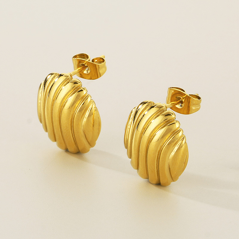 1 Paire Style Simple Couleur Unie Acier Inoxydable 304 Plaqué Or 18K Boucles D'Oreilles display picture 6