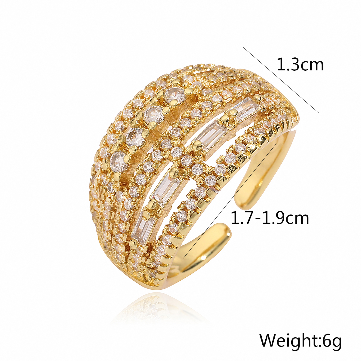 Copper 18K Gold Plated IG Style Classic Style Plating Inlay Geometric Zircon Open Rings display picture 2