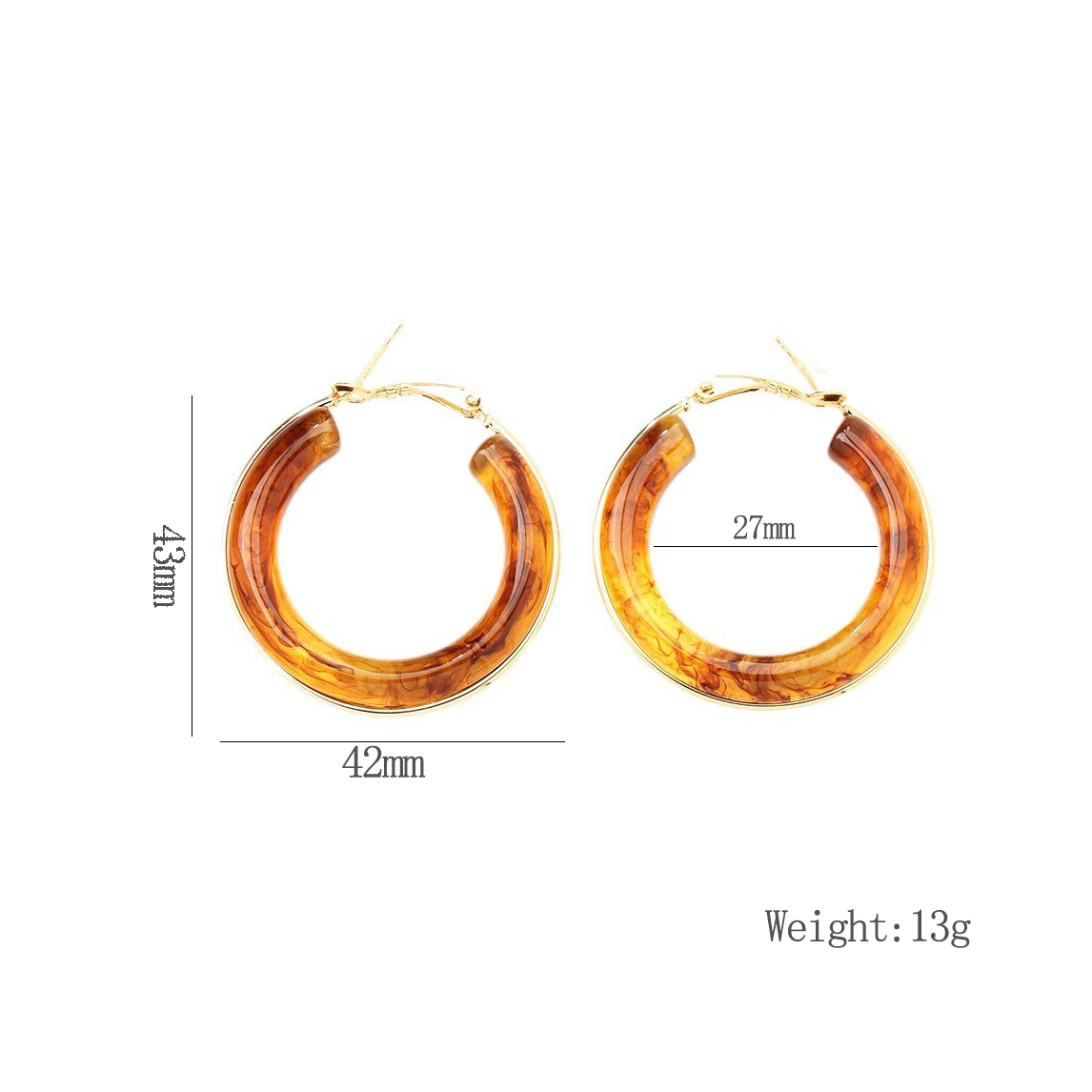 1 Pair Retro Exaggerated Circle Round Plating 304 Stainless Steel Arylic Resin 18K Gold Plated Hoop Earrings display picture 8