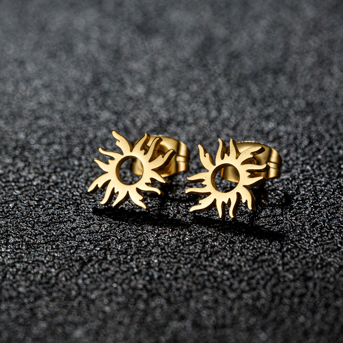 1 Pair Cute Sweet Flower Apple Polishing Plating 304 Stainless Steel 18K Gold Plated Ear Studs display picture 8