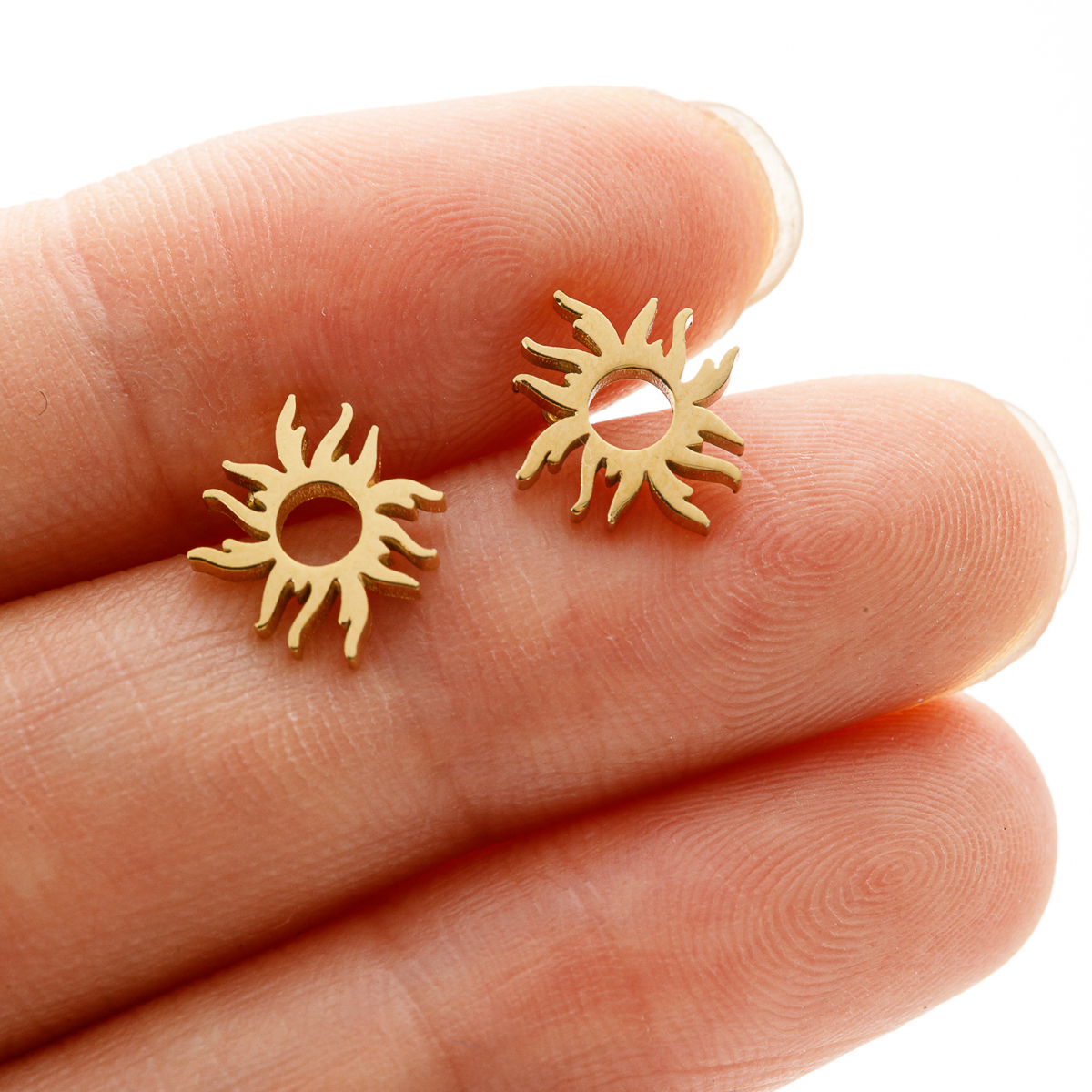 1 Pair Cute Sweet Flower Apple Polishing Plating 304 Stainless Steel 18K Gold Plated Ear Studs display picture 6