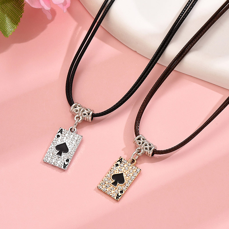 Wholesale Jewelry Simple Style Classic Style Square Zinc Alloy Rhinestones Inlay Pendant Necklace display picture 3