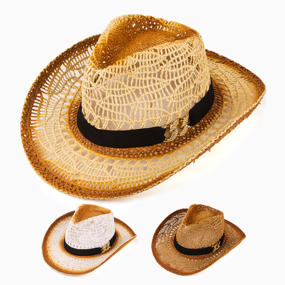 Femmes Tropical Style Cool Bloc De Couleur Grand Avant-Toit Chapeau Fédora display picture 1