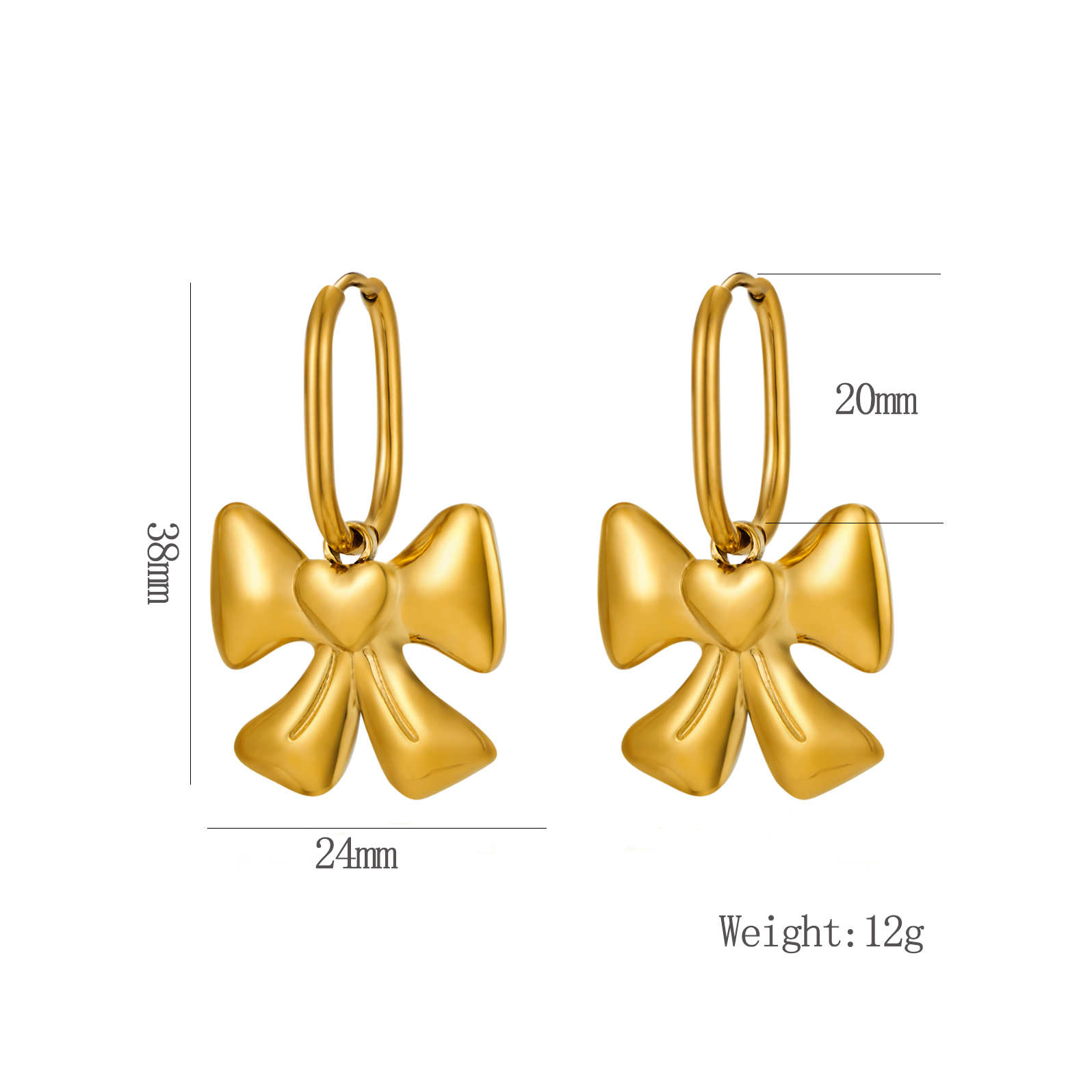 1 Pair Vintage Style Exaggerated Square Bow Knot Shell Plating 304 Stainless Steel 18K Gold Plated Ear Studs display picture 4