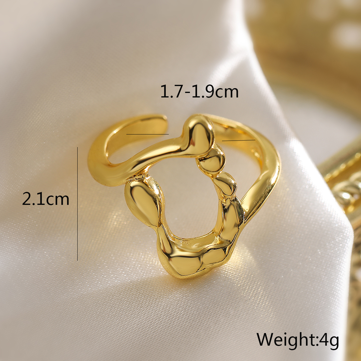 Copper 18K Gold Plated Basic Modern Style Classic Style Plating Irregular Geometric Solid Color Open Rings display picture 2