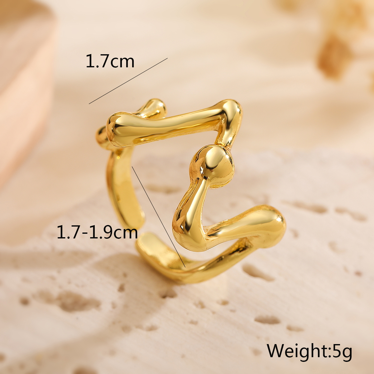Copper 18K Gold Plated Basic Modern Style Classic Style Plating Irregular Geometric Solid Color Open Rings display picture 3