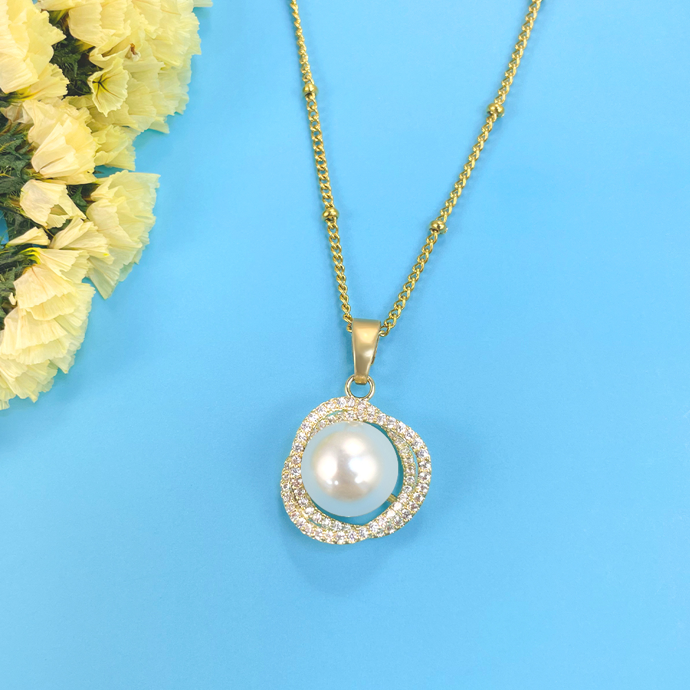 Copper Elegant Shiny Plating Inlay Sunflower Artificial Pearls Zircon Pendant Necklace display picture 6