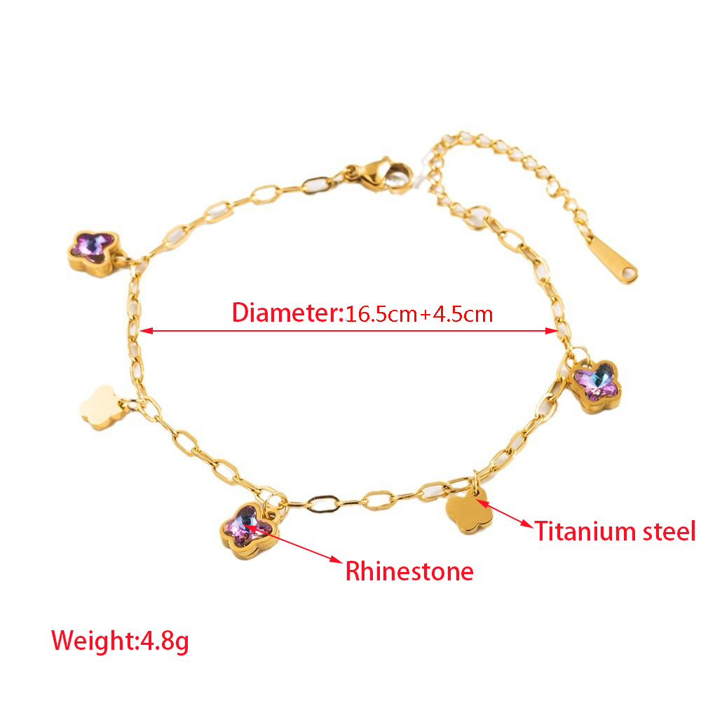 Casual Vacation Classic Style Water Droplets Heart Shape Butterfly 316 Stainless Steel  Rhinestone 18K Gold Plated Rhinestones Bracelets In Bulk display picture 1