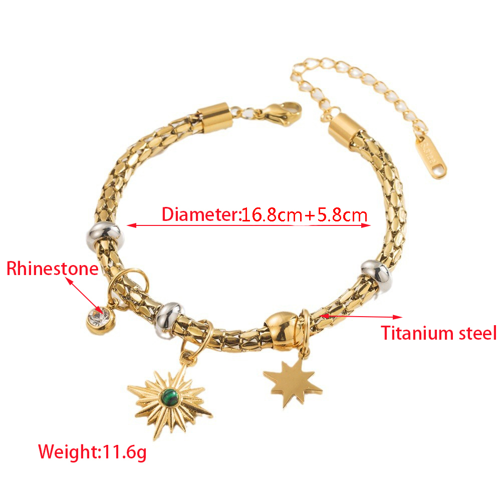 Casual Vacation Round Star 316 Stainless Steel  18K Gold Plated Rhinestones Bracelets In Bulk display picture 1