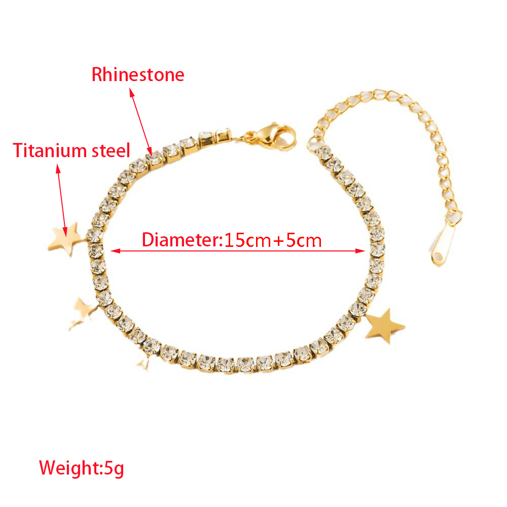 Casual Vacation Round Star 316 Stainless Steel  18K Gold Plated Rhinestones Bracelets In Bulk display picture 4