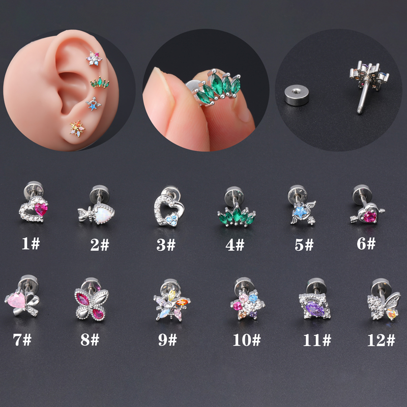 1 Pièce Boucles D'Oreilles Cartilage Style Simple Style Classique Star Forme De Cœur Le Cuivre Polissage Incruster Diamant Plaqué Or 18K Boucles D'Oreilles Cartilage display picture 3