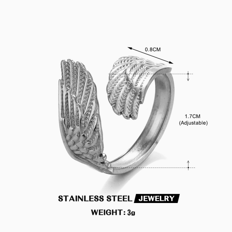 304 Stainless Steel 18K Gold Plated Simple Style Classic Style Wings Open Rings display picture 3