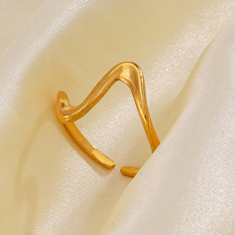 Elegant Einfacher Stil Linien Edelstahl 304 18 Karat Vergoldet Offener Ring In Masse display picture 6