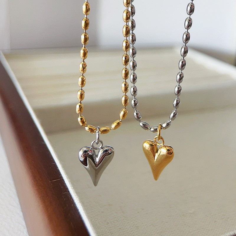 304 Stainless Steel Titanium Steel 18K Gold Plated Basic Modern Style Classic Style Heart Shape Pendant Necklace display picture 7
