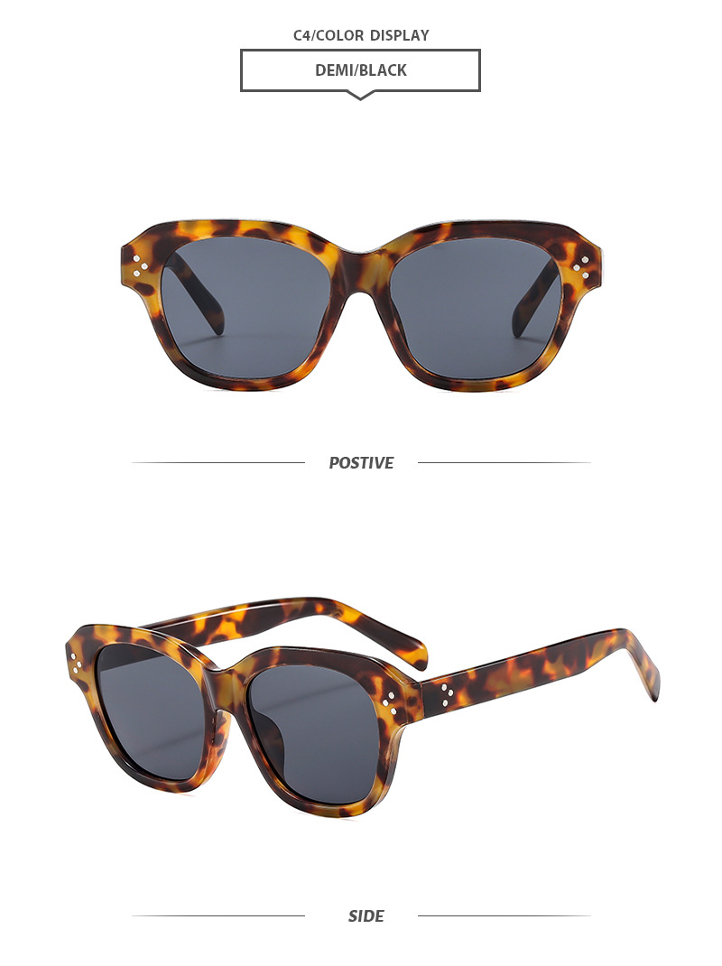 Retro Dulce Color Sólido Leopardo C.A. Cuadrado Fotograma Completo Gafas De Sol Mujer display picture 10