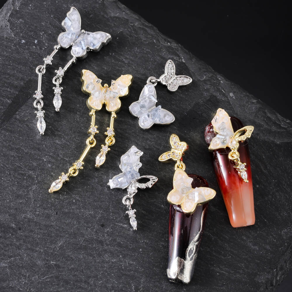 Sweet Shiny Butterfly Copper Inlaid Zircon Nail Decoration Accessories 6 Pieces display picture 5