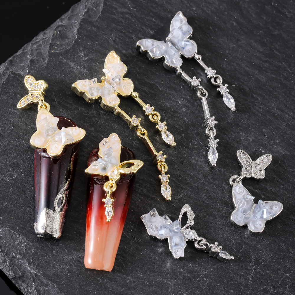 Sweet Shiny Butterfly Copper Inlaid Zircon Nail Decoration Accessories 6 Pieces display picture 4