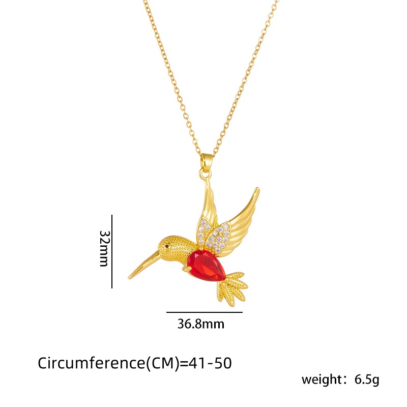 Copper Gold Plated Simple Style Plating Bird Zircon Pendant Necklace display picture 1