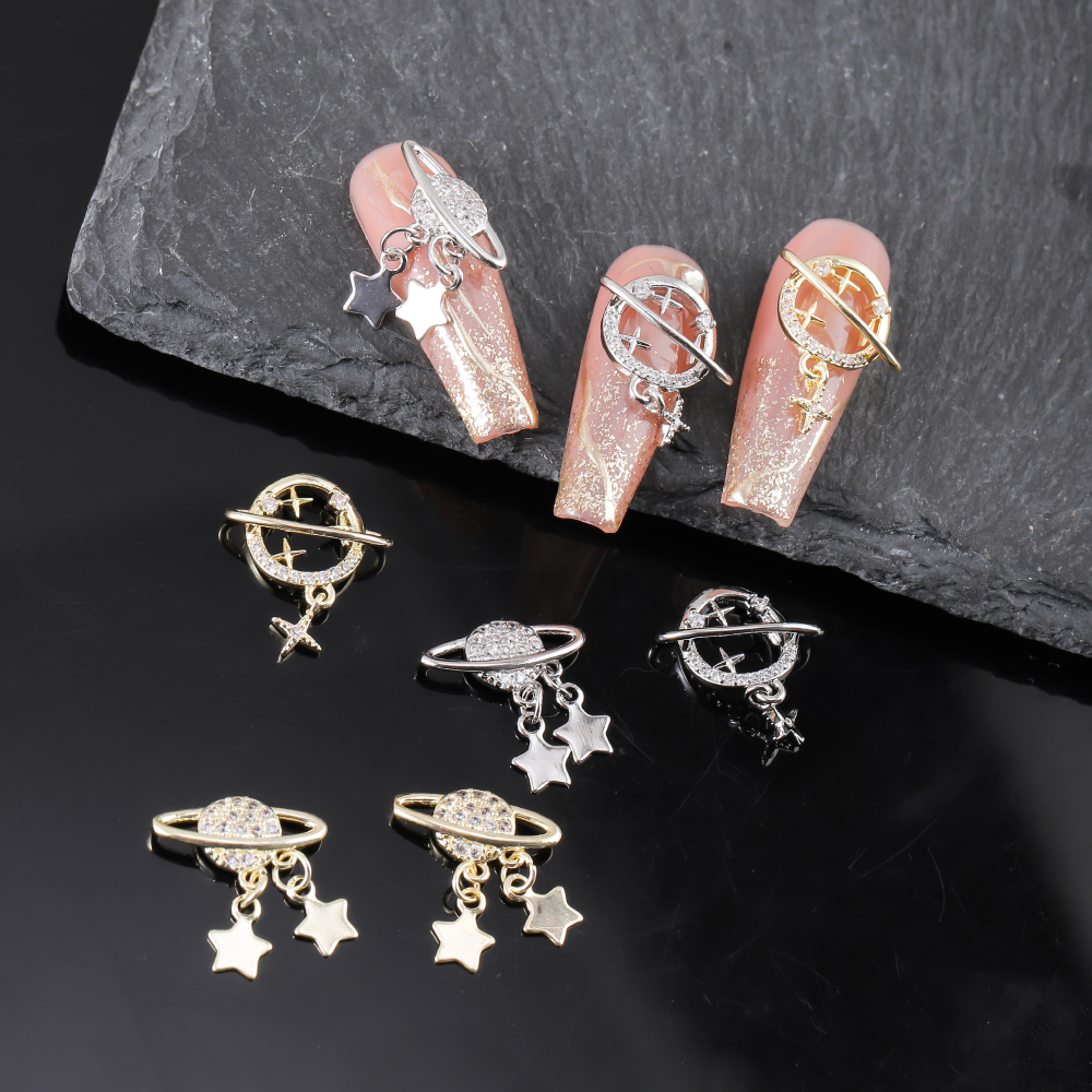 Luxurious Queen Shiny Galaxy Copper Inlaid Zircon Wear Manicure Nail Patches Nail Decoration Accessories 5 Pieces display picture 3