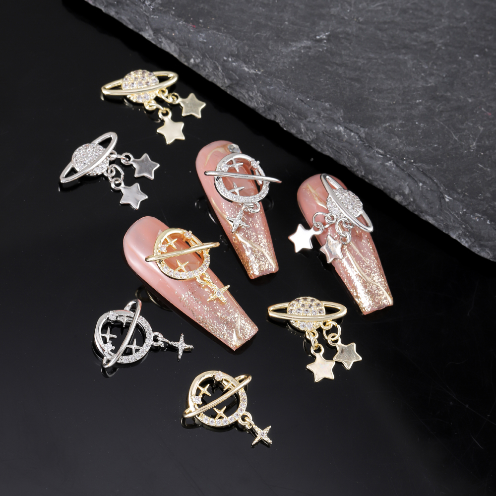 Luxurious Queen Shiny Galaxy Copper Inlaid Zircon Wear Manicure Nail Patches Nail Decoration Accessories 5 Pieces display picture 6