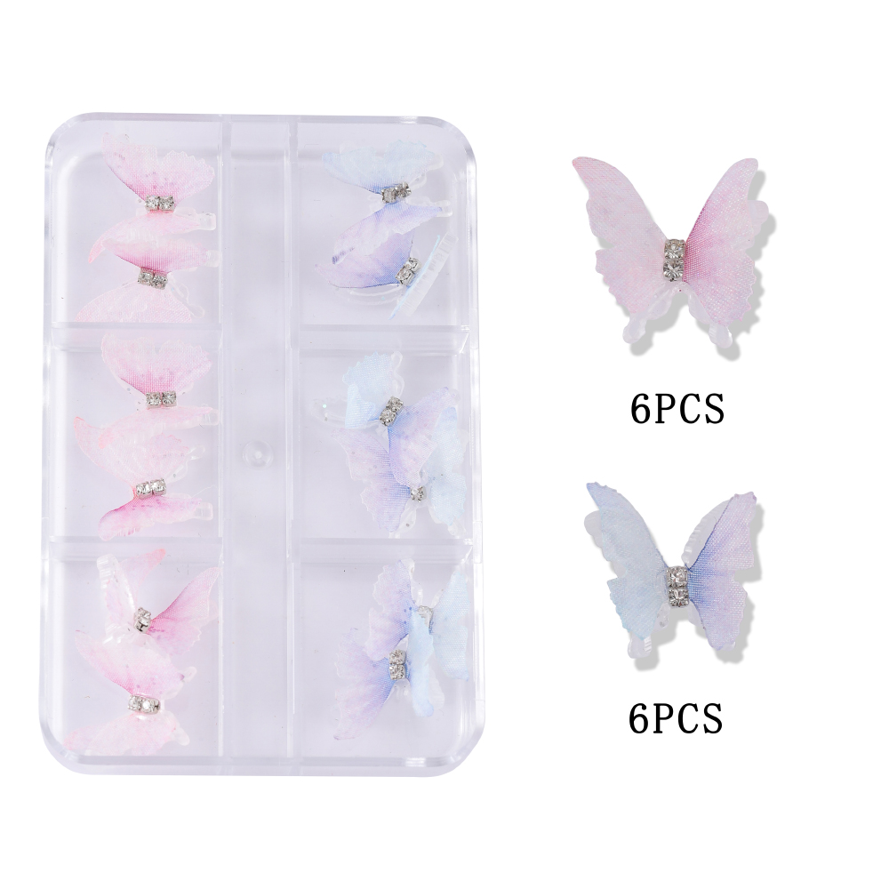 Princess Sweet Butterfly Copper Inlaid Zircon Nail Decoration Accessories A Pack Of 12 display picture 1