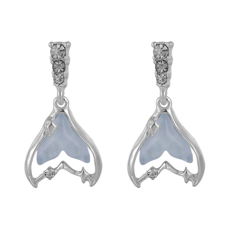 1 Pair Elegant Luxurious Fish Tail Inlay Zinc Alloy Zircon Drop Earrings display picture 10